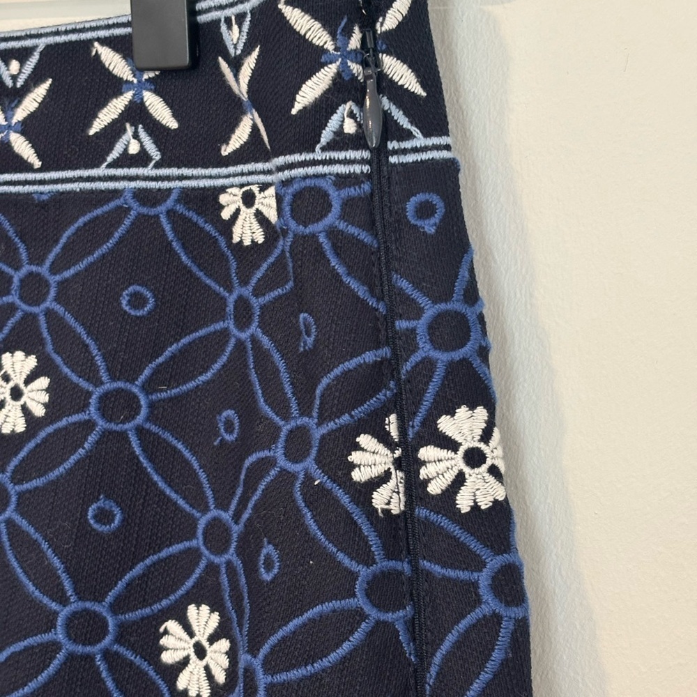 LOFT Navy and Black Embroidered Skirt - Picture 4 of 9